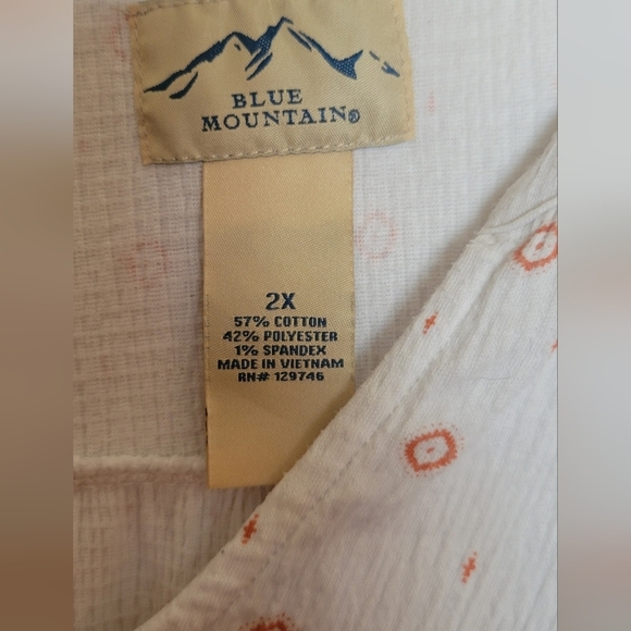 Blue Mountain 2X Tunic Gauzey Tunic Top - Picture 3 of 5